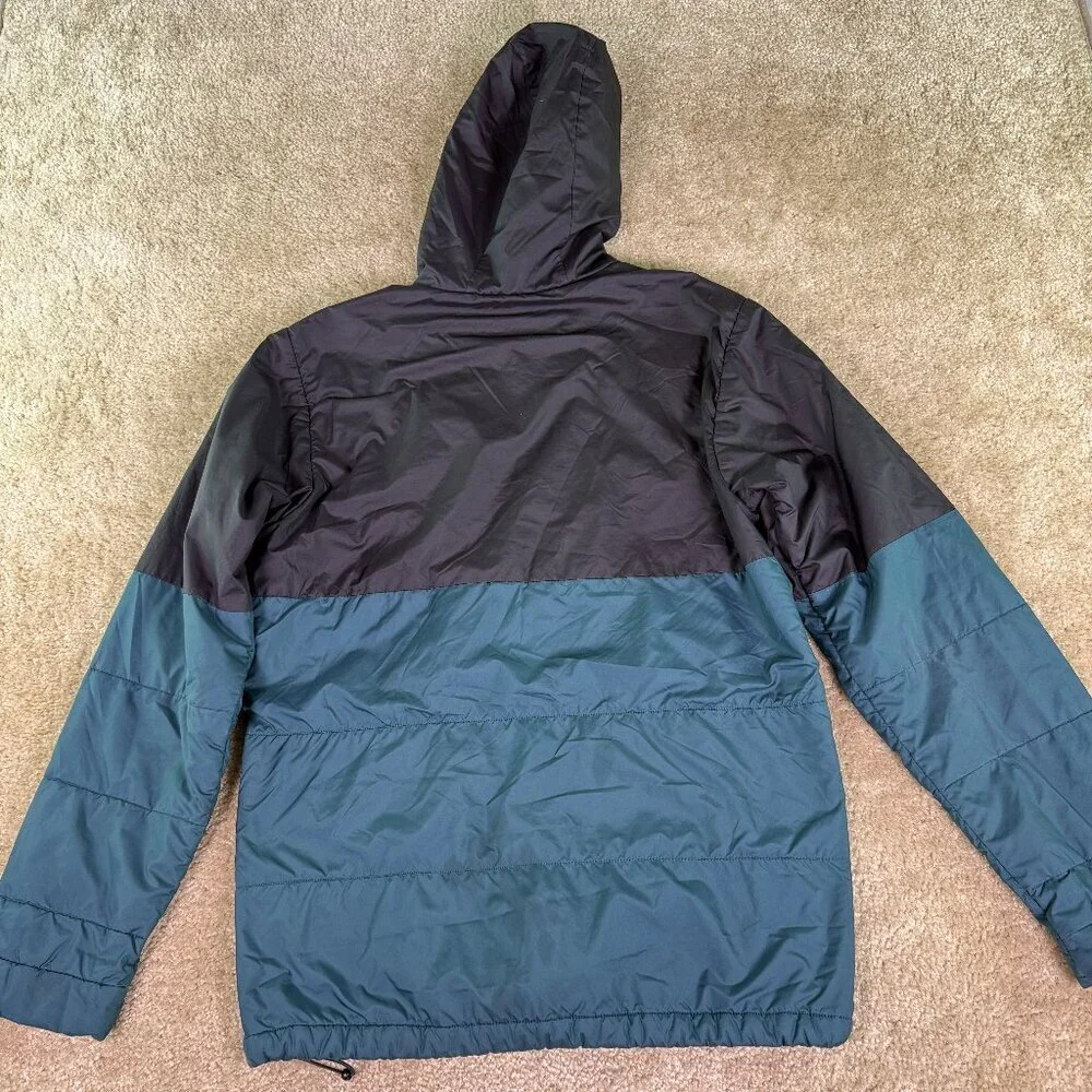 The North Face Jacket Mens Sz Small Blue Black Colorblock Hooded Zip Lightweight